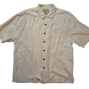 21 Boundary Bay Silk Cream Button-Up Shirt with Dark Buttons Mens Large